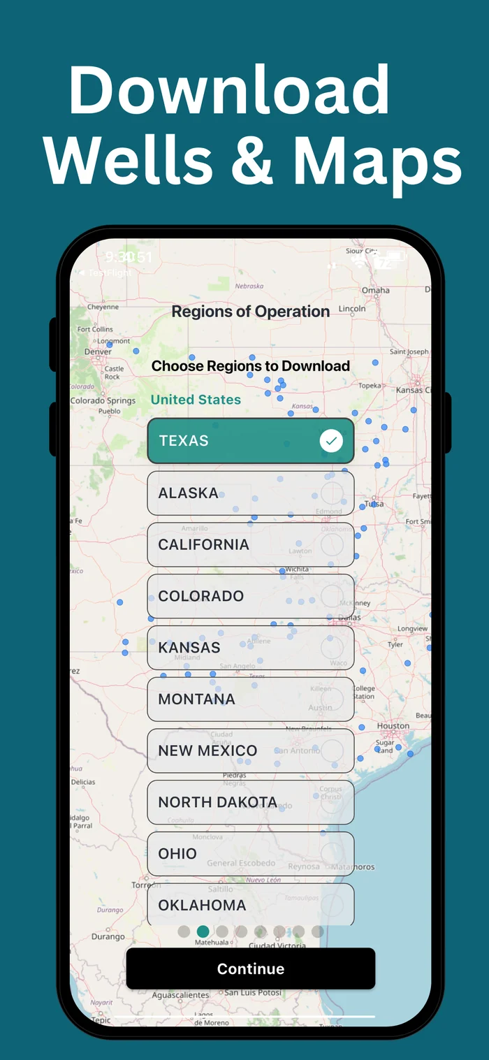 Download maps interface showing US states selection
