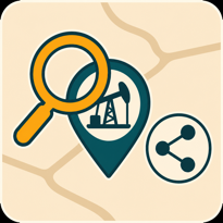 Well search, wellsite location, and location sharing illustration
