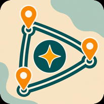 Three route stops surrounding a one-tap optimization symbol