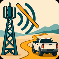 Pickup navigating offline beside a crossed-out cellular antenna