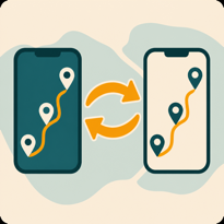 The same complete route shared between a dispatcher's phone and a driver's phone